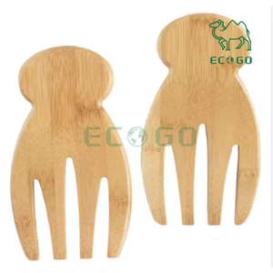 Juego de servidor de ensalada personalizado, manecillas de ensalada de madera de bambú natural con asas de perilla para uso de ensalada de cocina - Product Image 4