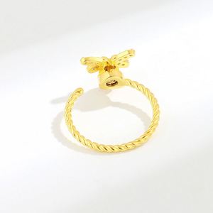 Hot Selling Blue Diamond Copper Fashionable Rotating <b>Bee</b> Open Ring Gold Stylish Trendy for Women Girls for Wedding Engagement - Product Image 5