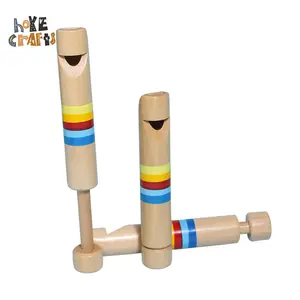 HOYE CRAFTS Hot Sale Musical Education Toys Wooden Piccolo Push Pull Wood Flute