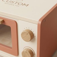 Jouet de jeu de rôle en bois OEM personnalisé pour enfants, four grille-pain éducatif, accessoires de cuisson pour pain et croissants, jeu de rôle de boulangerie pour enfants avec recettes