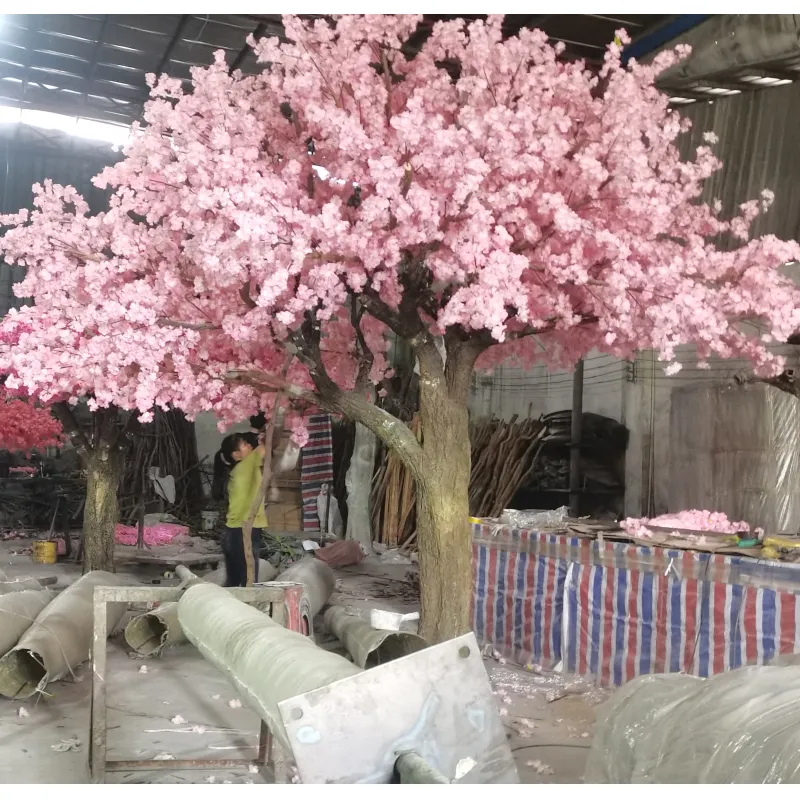 Árboles de cerezo artificiales de seda, decoración de centro comercial de boda, 4m