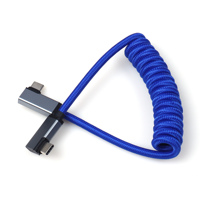 Câble USB-C Type-C coudé mâle en métal USB3.1 3A à charge rapide, tressé en nylon, conducteur en cuivre pur, rotation à 180° pour écouteurs