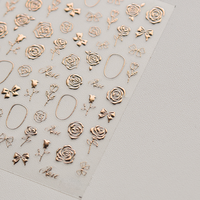 Usine En Gros Feuille D'or 3D Style Japonais Ongles Autocollants Rétro Conception Française Roses En Plastique 2D Art pour La Beauté Des Ongles Chaud Gratuit