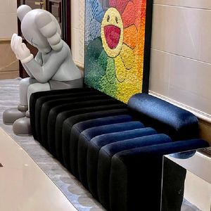 Canapés scandinaves en tissu rouge à filet longue section entrée d'art chaussures à <span class=keywords><strong>langer</strong></span> tabouret tabouret de chevet créatif usage domestique - Product Image 3