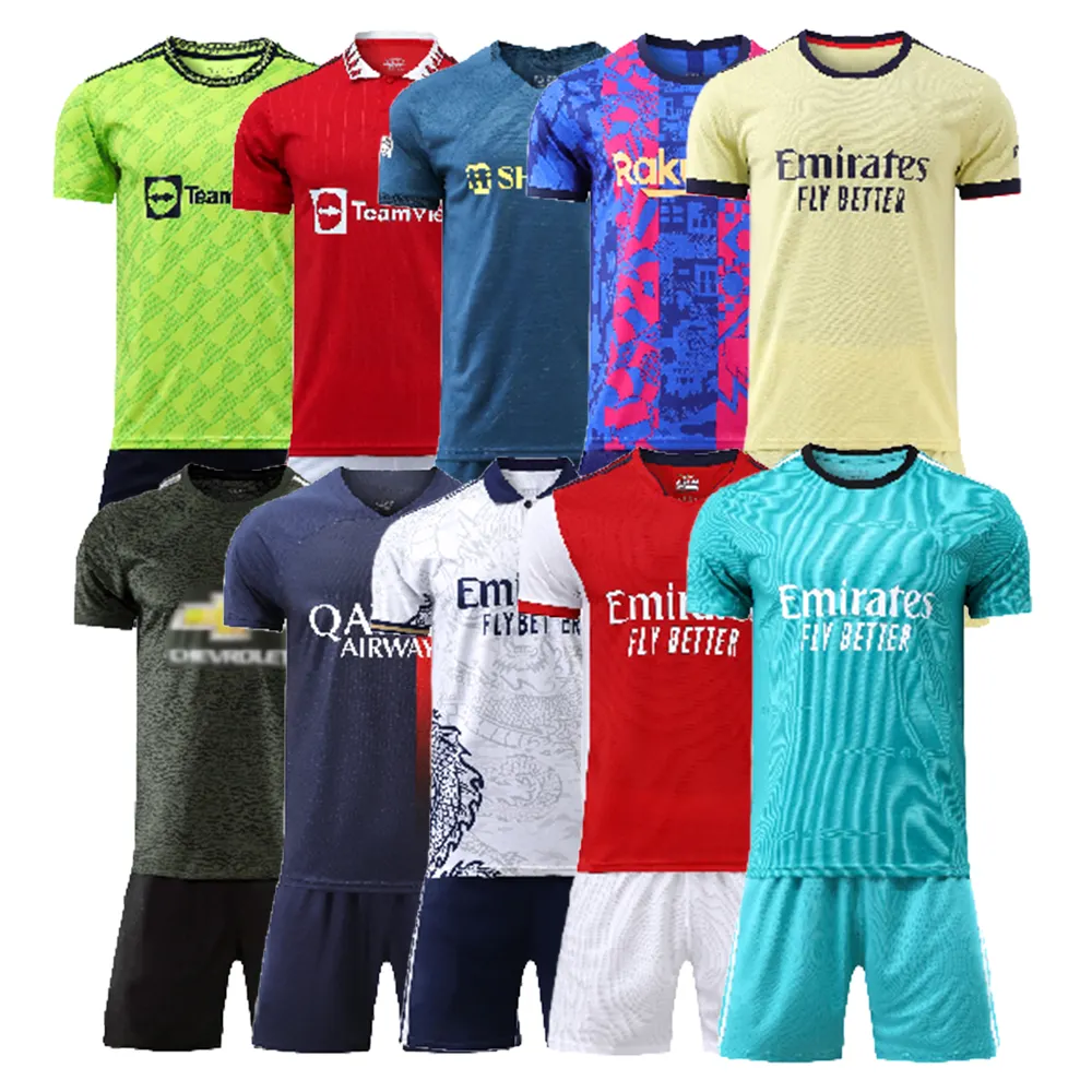 Customized 23-24 logo Retro Team Football Jersey Set Kids Jersey Football Shirts Thailand Soccer Jersey Uniform Club Soccer Wear