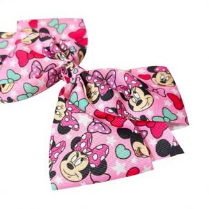 Commande d'usine – Nouveauté ! Nœud à cheveux simple en gros-grain officiel Minnie pour jeunes filles, imprimé grand format, pince crocodile de haute qualité, pour les 3 ans et plus. - Product Image 1