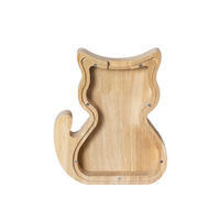 Grande tirelire en bois mignonne pour enfants motif de dessin animé chat conception petite taille boîte d'économie d'argent pour le stockage d'argent