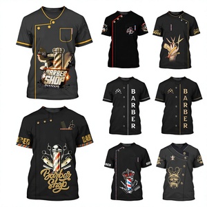 Barber Salon Uniform T-Shirt Black With Scissors Hair Tools Print For Men And <b>Women</b> - Product Image 5