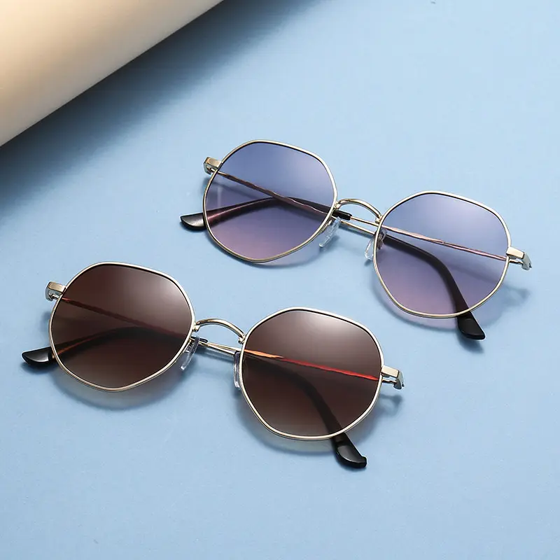 wholesale Fashion metal small frame sunglasses female 2023 new driving special anti-glare anti-UV retro sunglasses