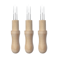 Kit d'outils de feutrage à 3 aiguilles avec manche en bois, aiguilles à feutrer la laine multi-aiguilles, kit de bricolage artisanal fait main 12,5 cm