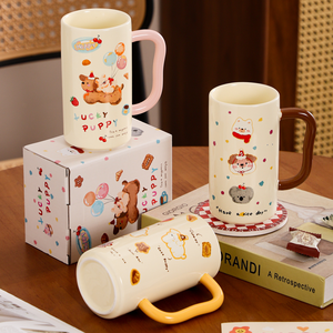 Mug en céramique mignon de chiot de dessin animé 410 ml, compatible lave-vaisselle et micro-ondes, cadeau pour filles pour les fêtes, la maison, le bureau, le thé de l'après-midi, le café - Product Image 2