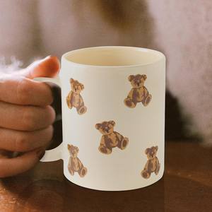 Tasses à café en céramique pour femmes et filles, motif ours de dessin animé blanc crème, vente en gros, 350 ml, 12 oz. Mug amusant et original, cadeau amusant - Product Image 5