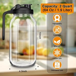 Jarra de vidrio con tapa de 2 cuartos, tipo Mason, con boquilla de boca ancha, para leche materna, té helado y bebidas frías - Product Image 2