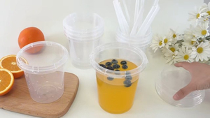 Gobelets jetables pour jus de fruits, très demandés, 16oz, 24oz, 32oz, en plastique transparent avec couvercle - Product Image 2