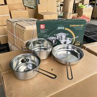 Hochwertiges 5-teiliges Edelstahl-Kochgeschirr-Set 18cm 22cm 24cm Kochtopf Kasserolle Bratpfanne für Tägliche Familienmahlzeiten und Essensvorbereitung