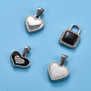 Pendentifs Cœur Mignons en Acier Inoxydable pour Colliers DIY Femme Homme, Breloques Chaîne Couleur Argent, Accessoires Bijoux Métalliques - Product Image 1
