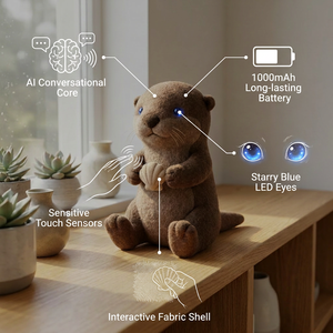 Jouet en peluche Otter IA interactif pour la <span class=keywords><strong>maternelle</strong></span>, avec fonction de questions et réponses, animal parlant intelligent, jouet éducatif STEM pour l'éveil cognitif, vente en gros OEM - Product Image 3