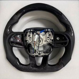 Accessoires intérieurs de voiture, volant en fibre de carbone <span class=keywords><strong>blanche</strong></span> <span class=keywords><strong>et</strong></span> LED pour Dodge Challenger Charger SRT 2015 2016 2017 2018 2019 - Product Image 6