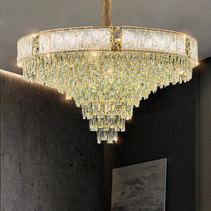 Lustre en verre suspendu pour salon, lustres modernes de luxe en cristal k9 pour villas - Product Image 1