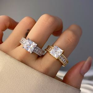 Anillo de Lujo para Mujer, Chapado en Oro de 18K, con Circonita Cúbica Brillante, Estilo Princesa, para Fiesta - Product Image 6