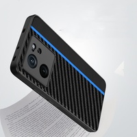 Casing ponsel pola kulit serat karbon ramping untuk XIAOMi 13T untuk MI 13T Pro casing penutup belakang