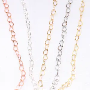 Wholesale heart love shaped 14k gold filled copper flash jewelry extend chain handcrafted bracelet necklace DIY tail chain