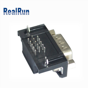 Conector de 9 posiciones de la serie <span class=keywords><strong>D</strong></span>, 2 filas, tipo R/A recto con material de contacto de latón para aplicaciones de PCB, macho a hembra - Product Image 3