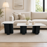 Ensemble de tables basses modernes en pierre frittée, 2 pièces, aspect marbre, 120x60x40cm, meubles de salon imbriqués
