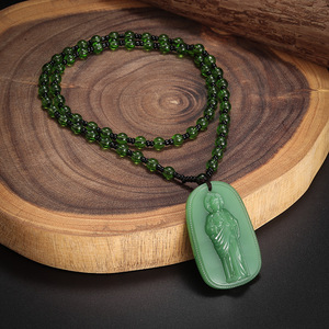 <span class=keywords><strong>Collier</strong></span> pendentif <span class=keywords><strong>Bouddha</strong></span> protecteur en verre noir et vert simulé, bijoux religieux unisexes anciens et significatifs 2026 - Product Image 3