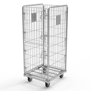 Jaula antivuelco para lavandería L710xD800xH1800mm Carro de contenedor de rollo logístico galvanizado para servicio de lavandería de lino Equipo de carga y almacenamiento - Product Image 2