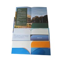 Dossier de présentation personnalisé avec logo, deux poches, format lettre, papier blanc, impression personnalisée, dossiers de classement personnalisables, conception gratuite, MOQ 100 pièces