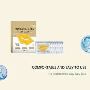 Masque pour les lèvres au collagène d'escargot doré 6 pièces OEM Étiquette privée Hydrater Réparer Gonfler Lisser - Product Image 3