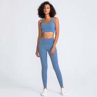 Antichoc femmes Sport soutien-gorge haut couleur unie respirant Gym Leggings Fitness entraînement Yoga ensemble pour les femmes