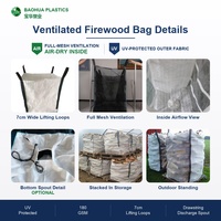 Sac en vrac ventilé pour bois de chauffage 1000 kg, sac en filet Jumbo FIBC pour assaisonnement, robuste, traité anti-UV, réutilisable, Saco De Lena