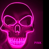 Masque de squelette humain pour Halloween, masques à LED illuminés, masque drôle, alimentation, déguisement du grand Festival, Cosplay, masques de fête