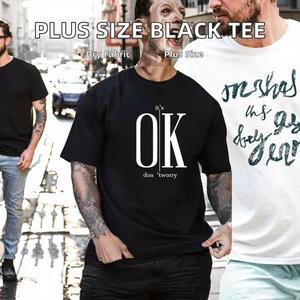 Camiseta de Verano para Hombre, Tallas Grandes M a 5XL, Holgada, Negra y Blanca, de Manga Corta, Tejida, Informal, Deportiva, de Algodón, con Estampado en el Cuello, OEM - Product Image 2