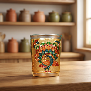 Vaso de Vidrio Oriental Chapado en Oro con Diseño de Pavo Real, Vajilla Decorativa para Regalo - Product Image 5