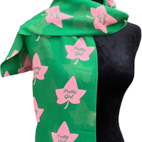 Écharpe en mousseline de soie rose et verte Ivy pour sororité, foulard pour cheveux, accessoire de sac à main, cadeau de sororité pour femmes