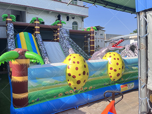 Structure gonflable commerciale avec toboggan et parcours d'obstacles, thème dinosaures, en PVC, garantie 5 ans, taille personnalisable - Product Image 6