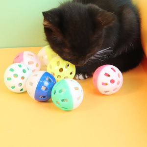 <b>Cat</b> Bell Ball Two Color Plastic <b>Interactive</b> Sound Making <b>Toy</b> For Pet <b>Cats</b> Boredom Buster Random Color - Product Image 2