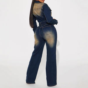 Feienrui <span class=keywords><strong>combinaison</strong></span> en <span class=keywords><strong>jean</strong></span> européenne et américaine <span class=keywords><strong>combinaison</strong></span> taille femme <span class=keywords><strong>combinaison</strong></span> rétro lavé à manches longues <span class=keywords><strong>combinaison</strong></span> - Product Image 3