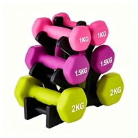 Ensemble d'haltères en fonte néoprène de 9 kg, ensemble d'haltères colorés avec support pour entraînement à domicile