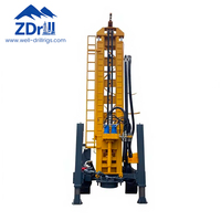 Machine de forage de puits d'eau sur chenilles hydraulique rotative montée sur remorque, profondeur 300m, pour forage de trous