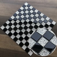 Self Adhesive Decorative 3D Wall Panels Kitchen Glass Mirror Rose Gold Mosaic Tiles