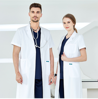 Nouvelle tendance professionnel de haute qualité hôpital médecin blouse de laboratoire vêtements de travail à manches longues et courtes laboratoire médical manteau blanc