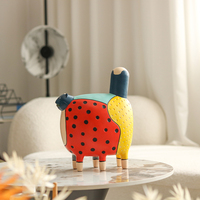 Nordique créatif moderne Table basse intérieur chambre chambre accessoires Art arc-en-ciel points résine chat Sculpture Statue pour la décoration intérieure