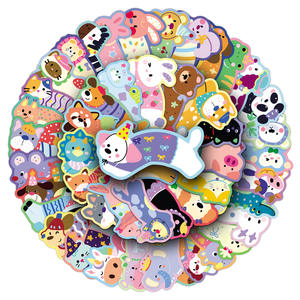 สติกเกอร์รูปสัตว์วิ่งแบบดั้งเดิม50ชิ้นสติกเกอร์การ์ตูนแนวน่ารักตกแต่งขวดน้ำแบบเฉพาะบุคคล - Product Image 2
