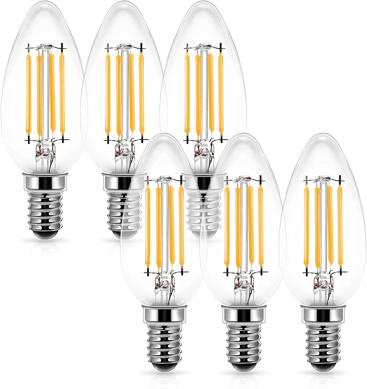 LOHAS E14 Dimmable Candle Bulbs 4W 40W Equivalent 400 Lumens Small Screw 2700K Soft White SES LED Bulb Perfect for Chandelier
