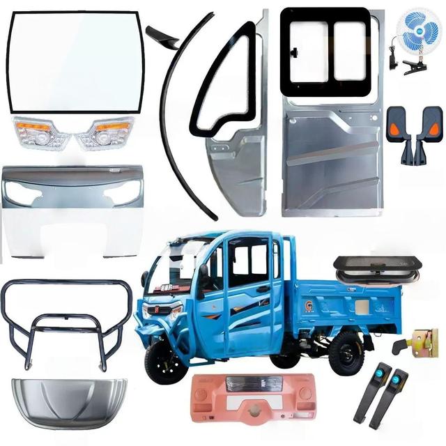 Full Range Spare Parts for Electric Tricycles Front Bumpers Panels Side Doors Sheet Metal & Glass Components
