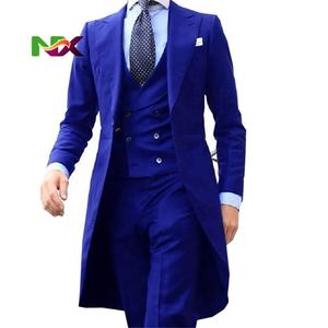 Traje de Hombre 2025, Nuevo Diseño de Abrigo Largo, Color Rojo Chino, Elegante Traje de Etiqueta para Hombre, Blazer para Fiesta de Graduación, Disfraz de 3 Piezas (Chaqueta + Chaleco + Pantalones) - Product Image 3